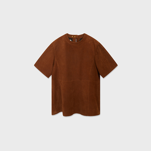 设计师品牌 长裤 25秋冬新款 上衣 SOLSOL 压纹绒面羊皮短袖 IMMI