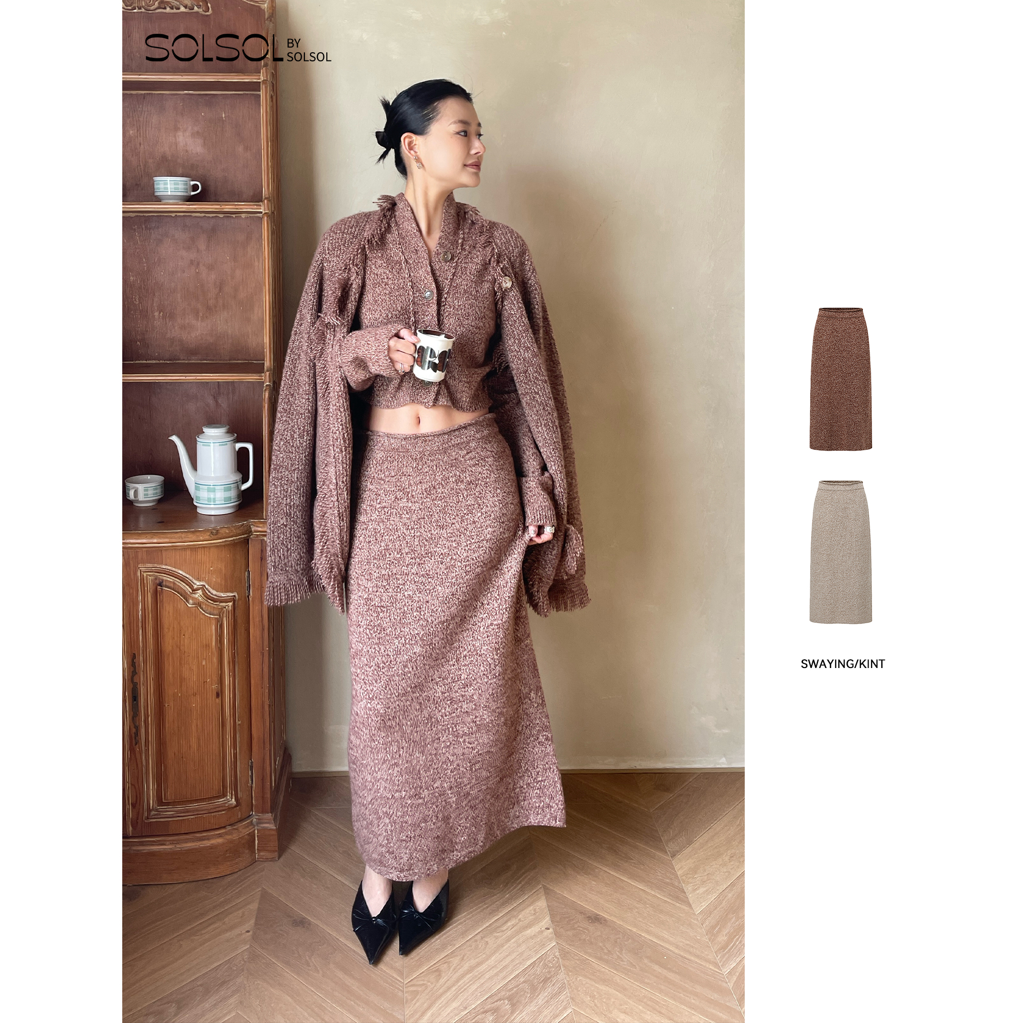 SWAYING/KINT羊绒直筒裙