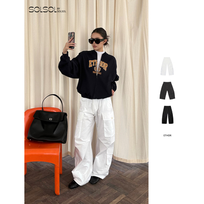 ETHOR褶裥多口袋工装长/中裤