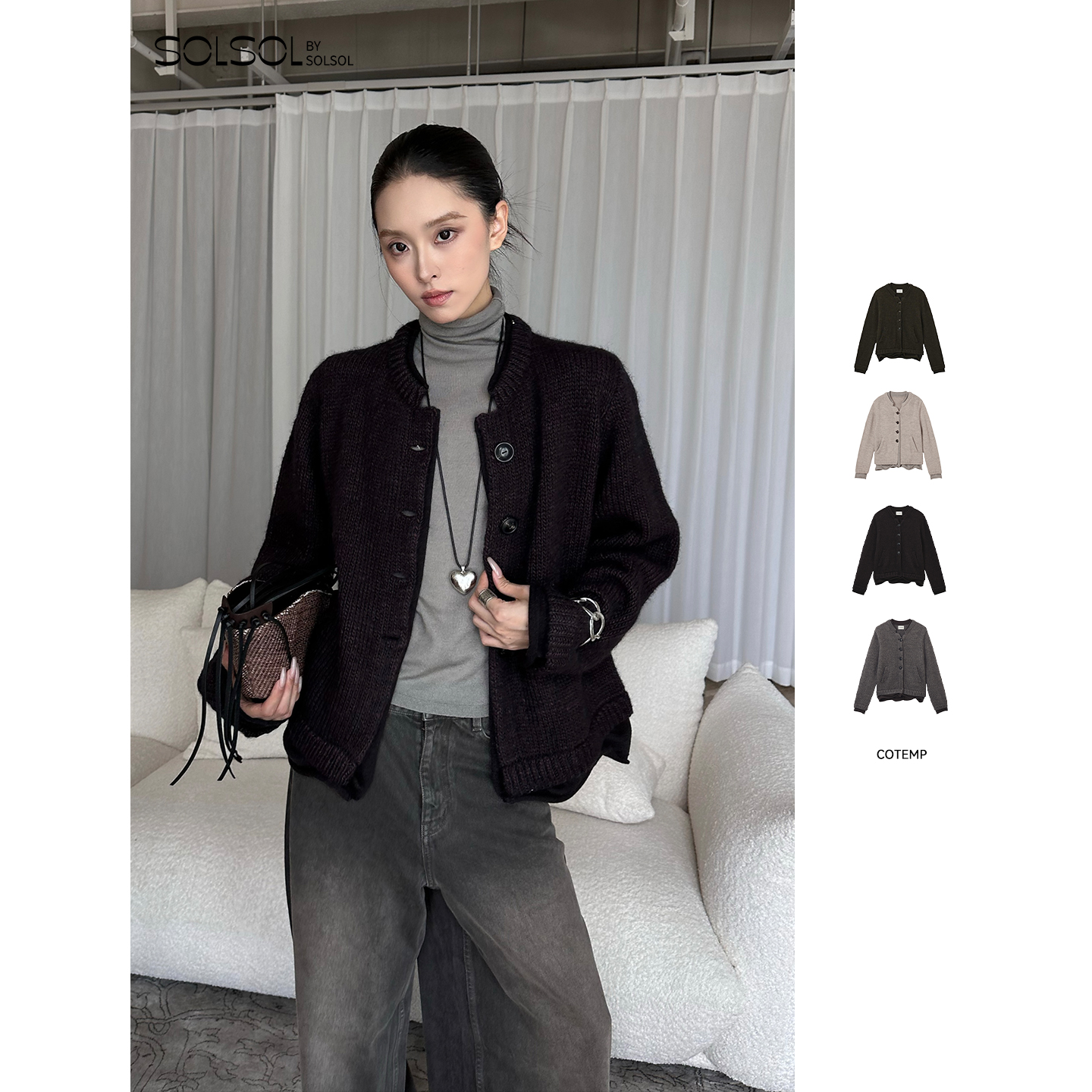 COTEMP 设计师品牌  25秋冬新品 复古假两件毛衣开衫 SOLSOL