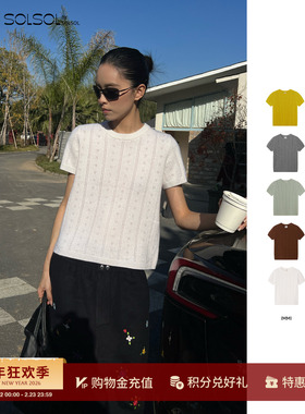 IMMI 设计师品牌 25秋冬新品 羊绒镂空提花短袖上衣 SOLSOL买手店