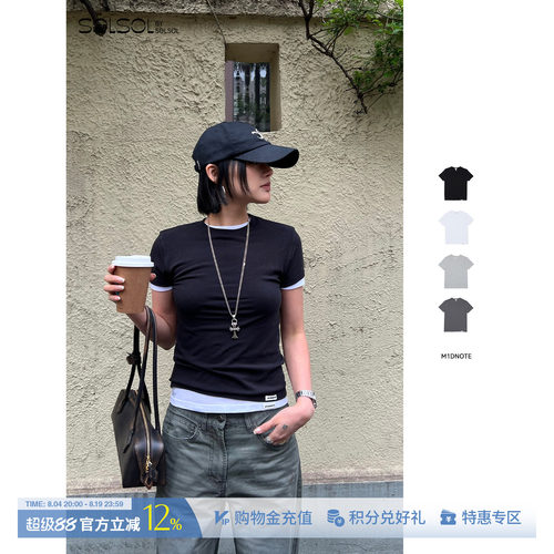 M1DNOTE休闲纯色圆领针织T