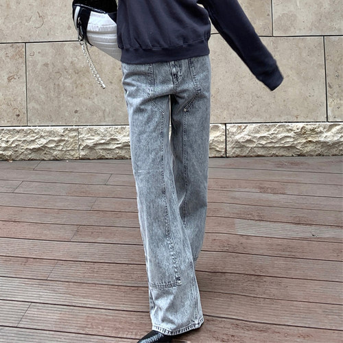 拼接常规四季通用牛仔裤长裤YCH