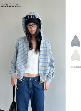 LOW CLASSIC LC  26早春新品 Lc单面/条纹针织拉链连帽衫SOLSOL