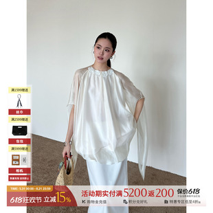 MISS LU设计师26夏季新款订珠花朵装饰薄纱披风花苞连衣裙 SOLSOL