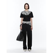 YCH 设计师品牌 25秋冬新款 纯棉蕾丝拼接直筒裤 SOLSOL买手店