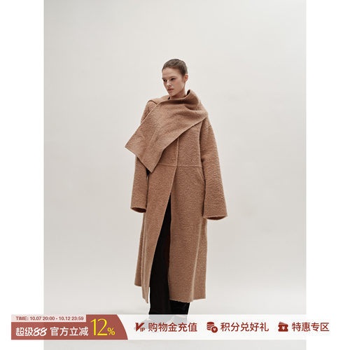 VIKTORIACHAN围脖长款双面呢大衣