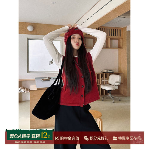 OIIORIRI秋冬奶奶简约羊毛马甲女