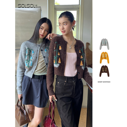 SHORTSENTENCE秋冬针织圆领开衫