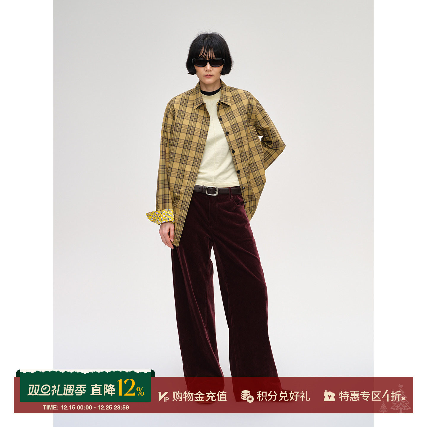 SHORTSENTENCE秋冬格纹宽松衬衫