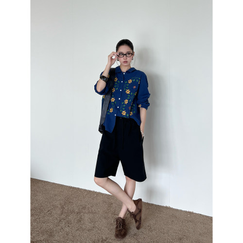 SHORTSENTENCE花卉刺绣衬衫