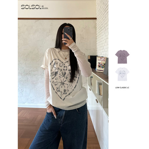 LOWCLASSICLCLc印章图案T恤