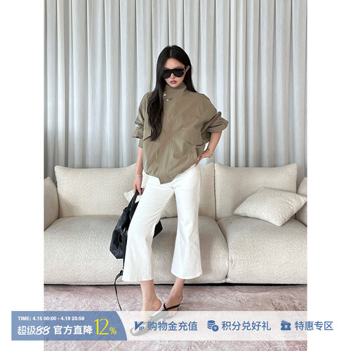 ETHOR卡其色立领飞行员夹克外套