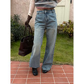 SOLSOL 复古蓝做旧水洗直筒牛仔裤 MANZANILLA 设计师25秋冬新款