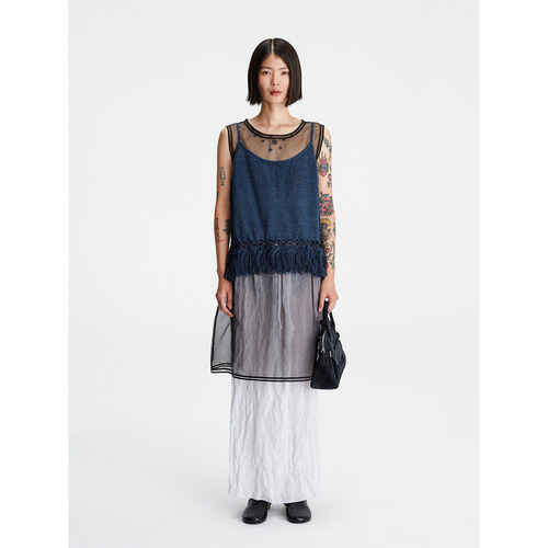 COTEMP休闲纯色薄透圆领罩衫