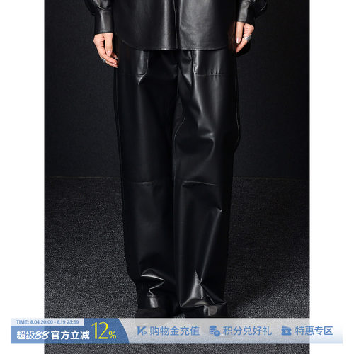 IANHYLTON轻薄羊皮抽绳休闲裤