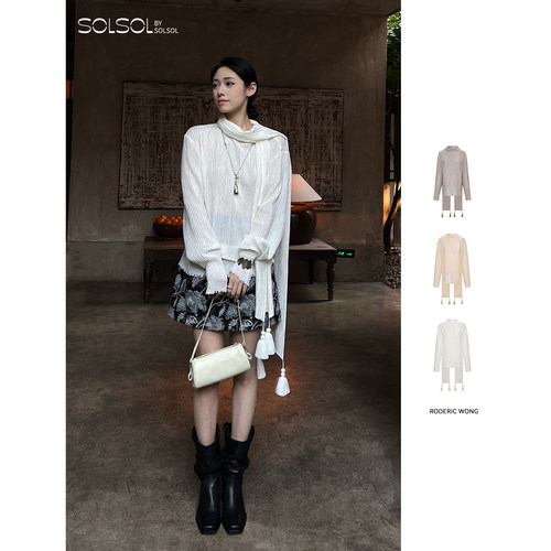 RODERIC WONG 设计师 25秋冬新品 皱感丝绸围巾上衣 SOLSOL买手店