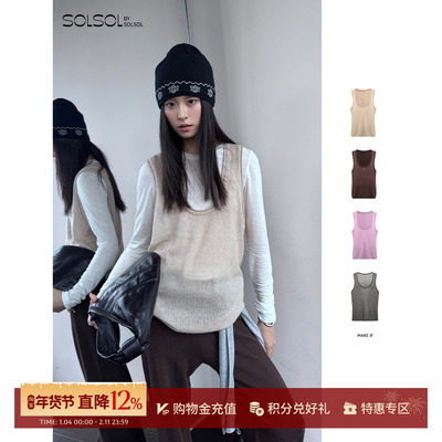 MAKEIF秋冬保暖羊绒背心马甲女