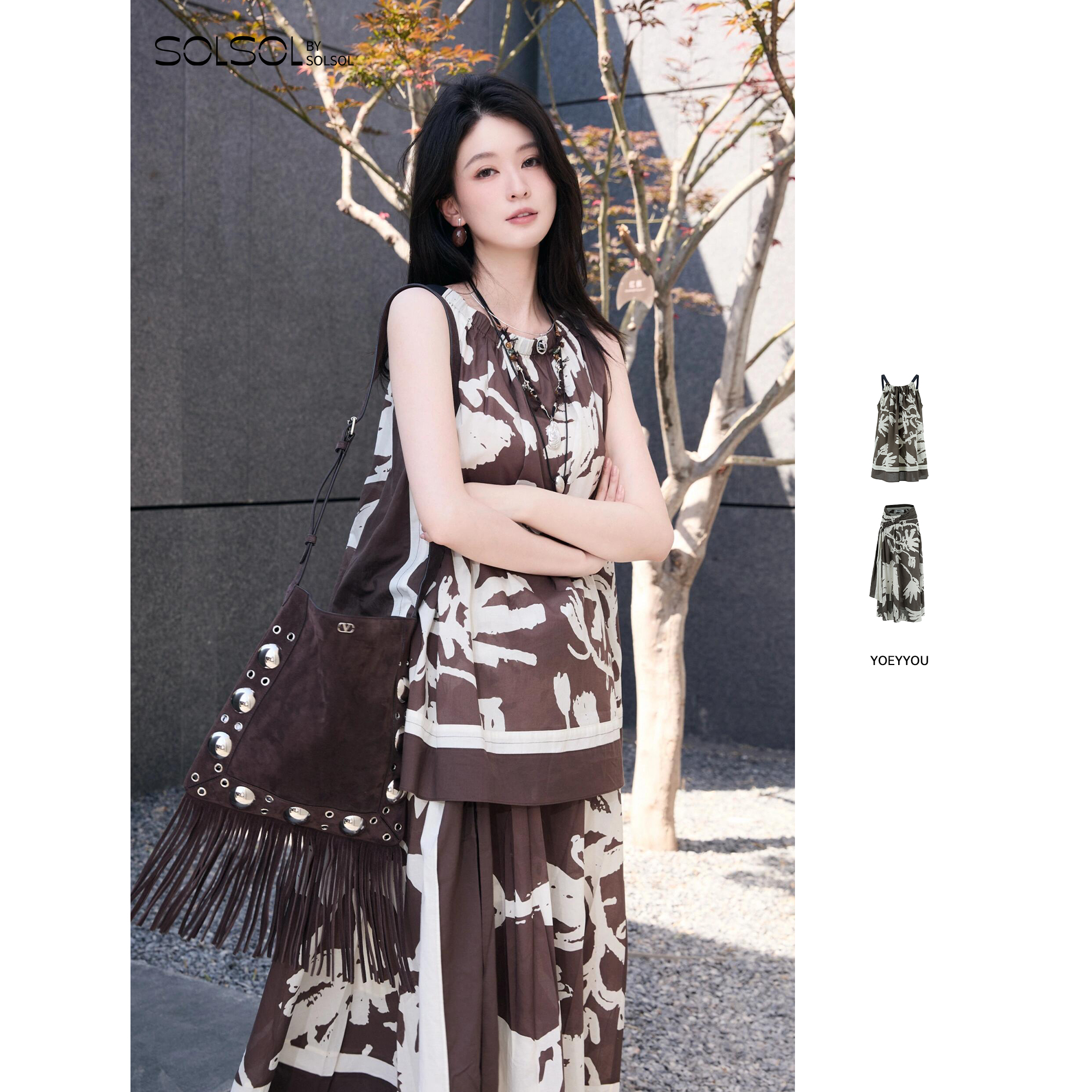 YOEYYOU设计师丝带绑结A摆上衣