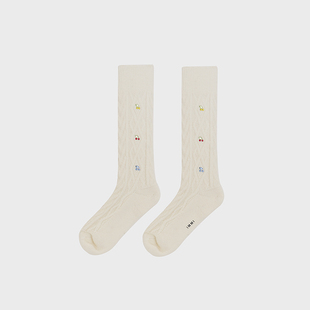 设计师品牌 格纹 25秋冬羊绒樱桃贴钻 银丝 素色中筒袜 口袋 IMMI