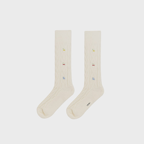 IMMI 设计师品牌 25秋冬羊绒樱桃贴钻/口袋/银丝/格纹/素色中筒袜