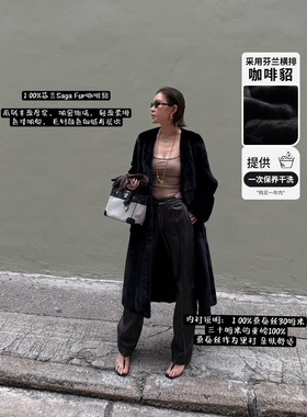 THEHOYAN 设计师25秋冬新品芬兰进口黑色横排水貂大衣 SOLSOL