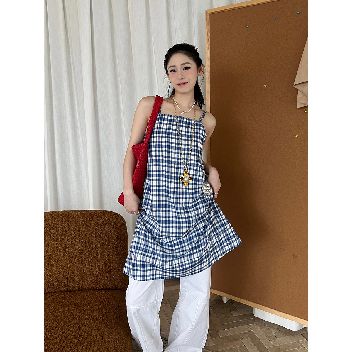 SHORT SENTENCE 设计师 25春夏 休闲格纹系带连衣裙 SOLSOL买手店