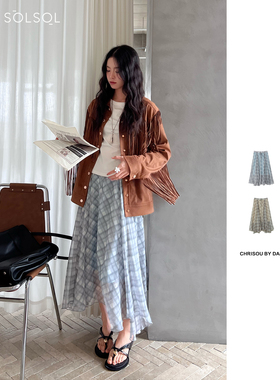 CHRISOU BY DAN 25春夏新品  设计师 系绳格纹半裙  SOLSOL买手店