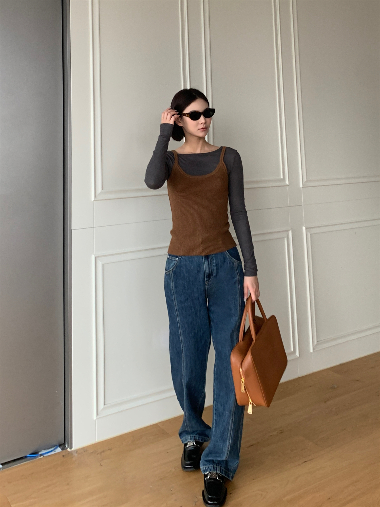 YOEYYOU圆领套头两件式针织上衣