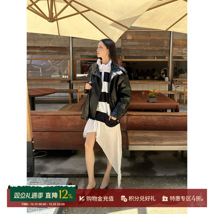 YCH 设计师品牌 25秋冬新款 休闲立领短款皮夹克外套SOLSOL买手店