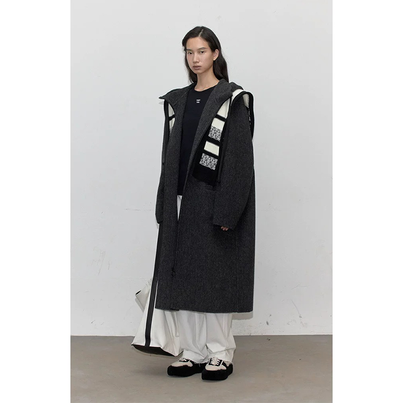 YOEYYOU连帽双面呢大衣