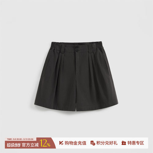 SHORTSENTENCE褶裥弹力腰短裤