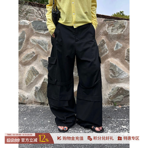 ETHOR休闲黑色多口袋工装长