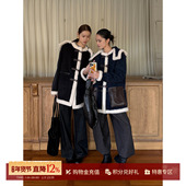 IMMI SOLSOL 皮拼羊羔毛连帽大衣 设计师25秋冬新品 羊绒双面呢