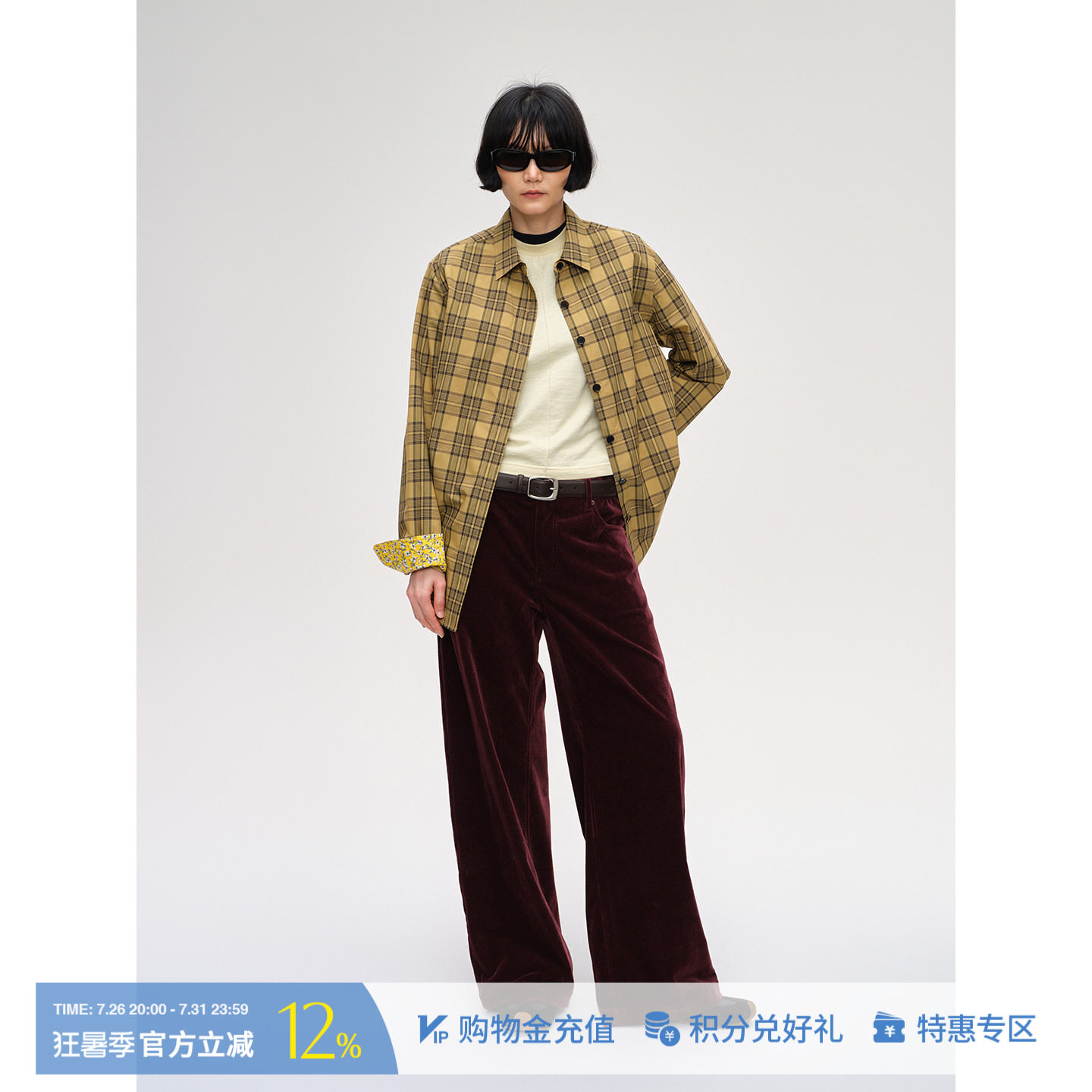 SHORTSENTENCE秋冬格纹宽松衬衫