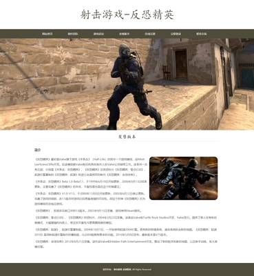 射击游戏-反恐精英 7页 web游戏网页成品 HTML游戏网页设计制作