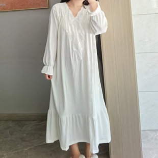 大码180斤微胖妹妹mm甜美可爱公主风宽松长袖睡裙女春秋长款睡衣