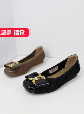 可媚正品2025新春款圆头羊皮蝴蝶结低跟平底百搭单鞋女KA25366-64