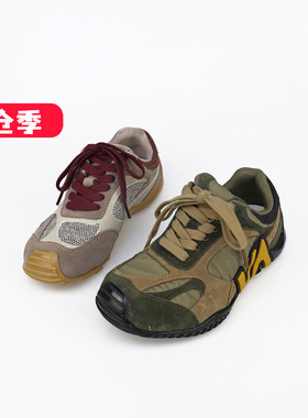特价II可媚秋款圆头磨砂牛皮拼接布面系带防滑德训鞋KC25864-226