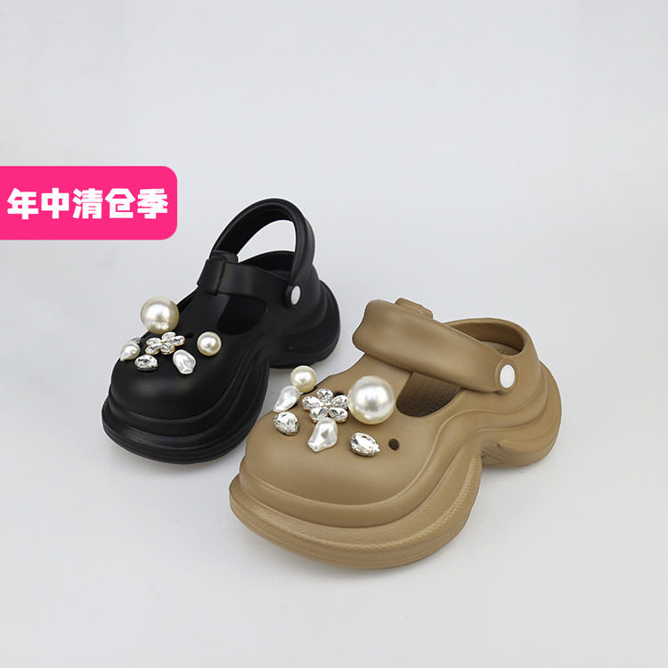 特价II可媚正品夏款圆头EVA厚底DIY闪钻包头洞洞鞋女KB25654-223
