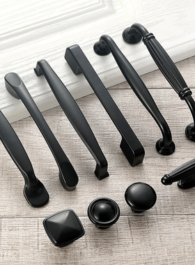 简约新款哑黑色美中式橱柜大衣柜抽屉门把手指刷道路监管电力电气