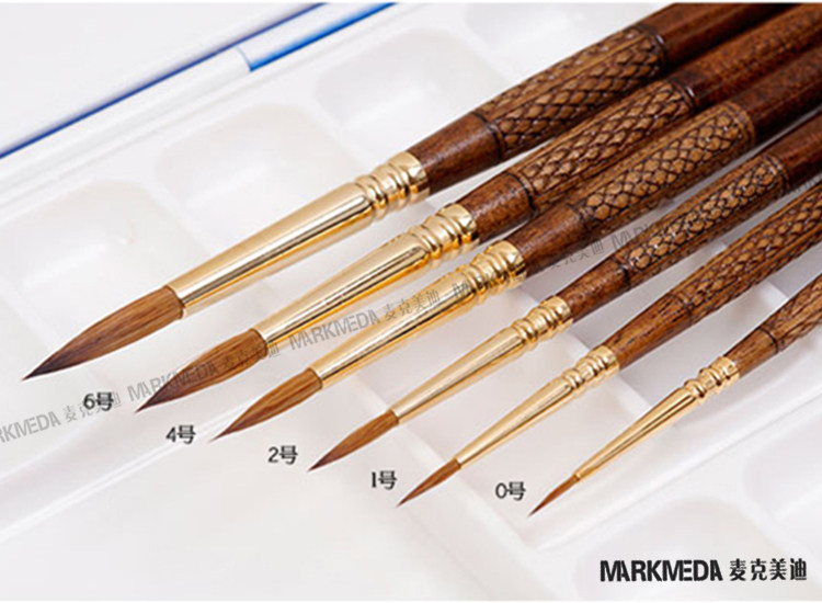 进口 Escoda笔皇水彩笔Grafilo貂毛雕花长杆圆头古典用油画笔2420
