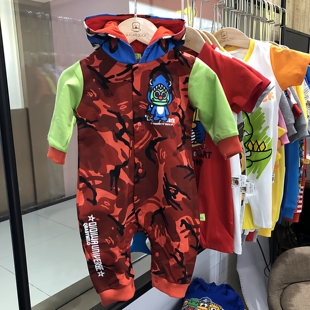 婴儿衣服春秋哈衣满月新生连体衣男宝外出可爱超萌卡通带帽外出服