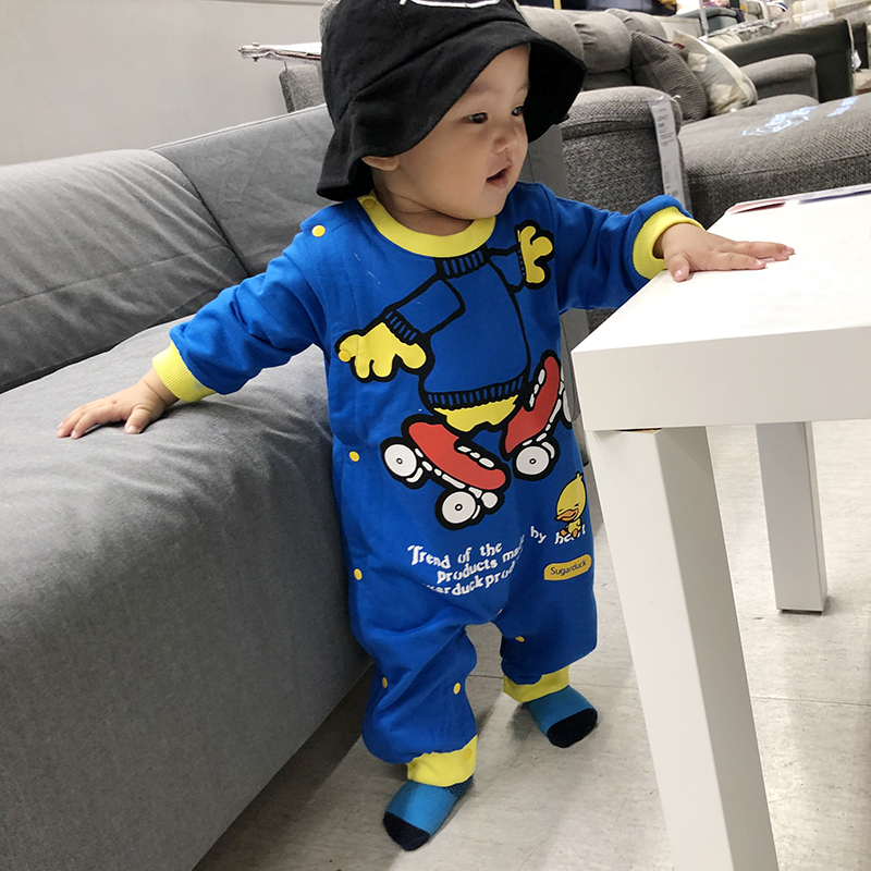 爬服婴儿长袖哈衣侧开扣连体衣