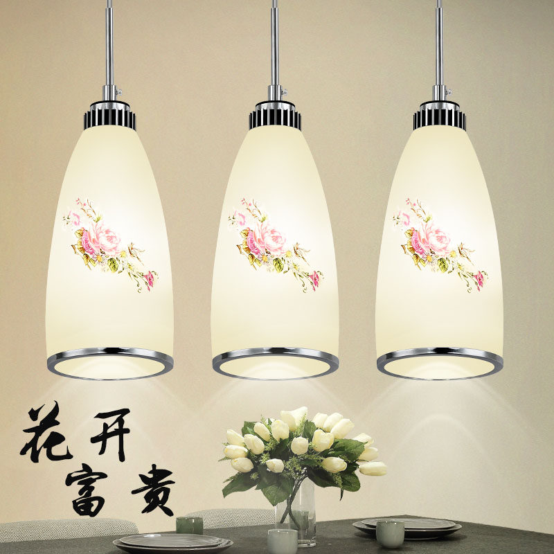LED饭厅三头玻璃吊灯创意个性服装店工业风简约现代饭厅吧台吊灯