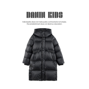 嗒囜 九零●白鹅绒【400T尼丝纺轻盈快干】中大童鹅绒服过膝长款