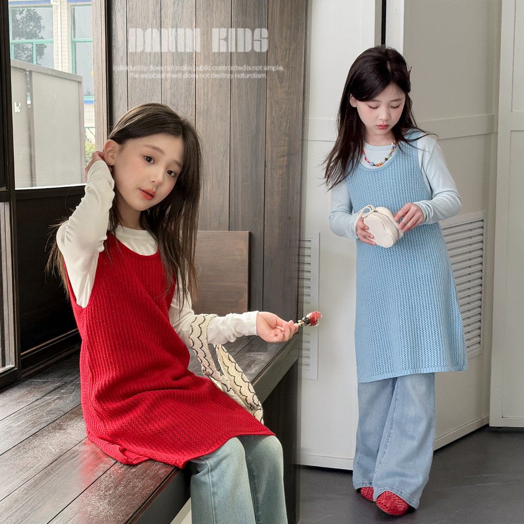 嗒囜【春季叠穿密码】羊毛混纺 春款镂空女童针织吊带背心连衣裙,童装/婴儿装/亲子装,连衣裙,淘宝优惠券,粉丝福利购,淘宝优惠卷