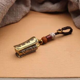 手工纯黄铜迷你升官发财小棺钥匙扣挂件铜器钥匙扣吊坠挂件