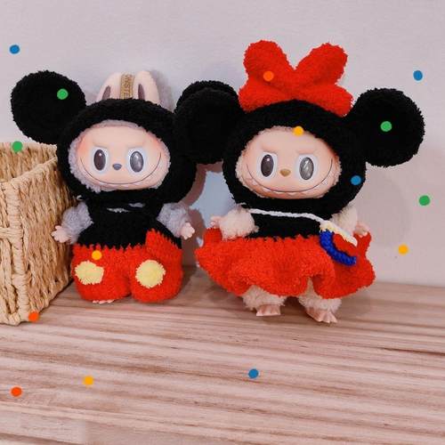 labubu15cm搪胶挂件米奇米妮衣服娃衣拉布布公仔衣服套装[不含娃]