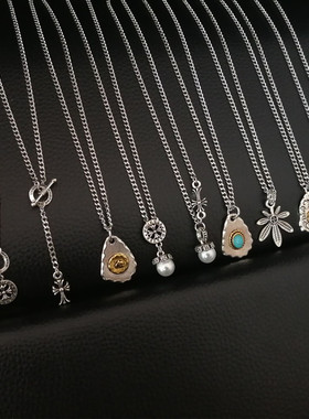 欧美双层铭牌锁骨链项链克罗星十字架珍珠个性枫叶嘻哈高桥男女潮